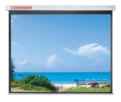 Codegen AX‑18 180×180 cm Storlu Manuel Projeksiyon Perdesi Metal Beyaz Kasa Mat Beyaz Yüzey 1:1 – Arkası Siyah Fonlu – Self‑Lock Mekanizmali 24 Ay Garantilı