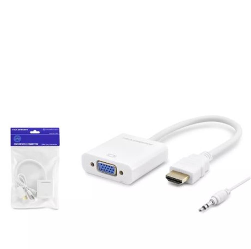 Hadron HDX2019 HDMI Erkek - VGA Dişi Görüntü ve Ses Dönüştürücü Adaptör 1080P Full HD Beyaz