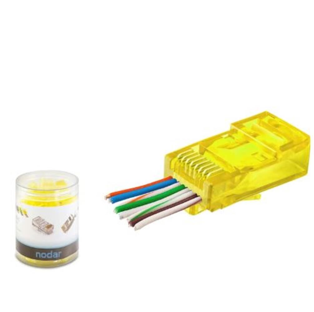 Nodar ND2400 Cat6 EZ-RJ45 Geçmeli Konnektör - 100 Adet Plastik Kutu (Sarı)
