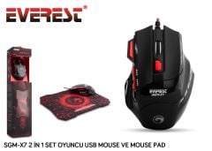 Everest SGM-X7 USB Siyah Makrolu 7200 DPI Oyuncu Mouse + Gaming Mouse Pad