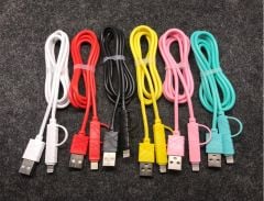 Elba EC-13S 2in1 Şarj ve Veri Kablosu (Lightning + Micro USB) - 1m Siyah