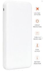 SnapMax SNP-3000 Beyaz 10.000 mah Powerbank 2x USB Çıkışlı 1 Type-C ve 1 Micro Girişli