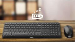 Philips 3000 Serisi SPT6307B/38 Siyah 2.4GHz Kablosuz Sessiz Tasarım Q Türkçe Klavye ve Mouse Seti
