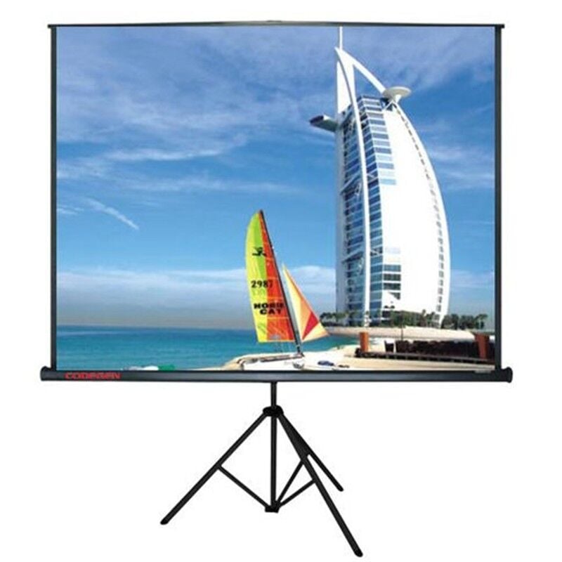 CODEGEN TX‑24 Tripod Ayaklı Projeksiyon Perdesi 240 × 200 cm Mat Beyaz Ön Yüzey Siyah Karartmalı Arka Yüzey 3‑Ayaklı Metal Kasa