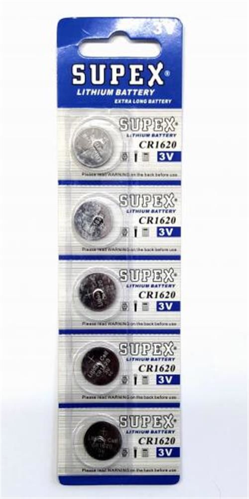 Supex CR1620 3V Lityum Düğme Pil 5'li Paket (Supex CR1620-C5)