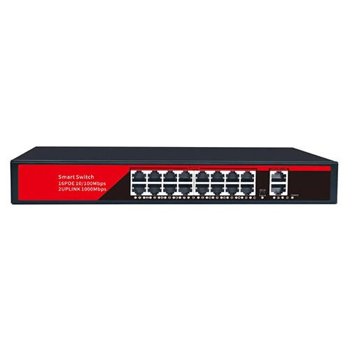 EZCOOL EZ-16PSF 16 Port 16x10/100Mbps Fast Ethernet + 2x10/100/1000Mbps Gigabit Ethernet Uplink 240W IEEE 802.3af/at PoE Switch