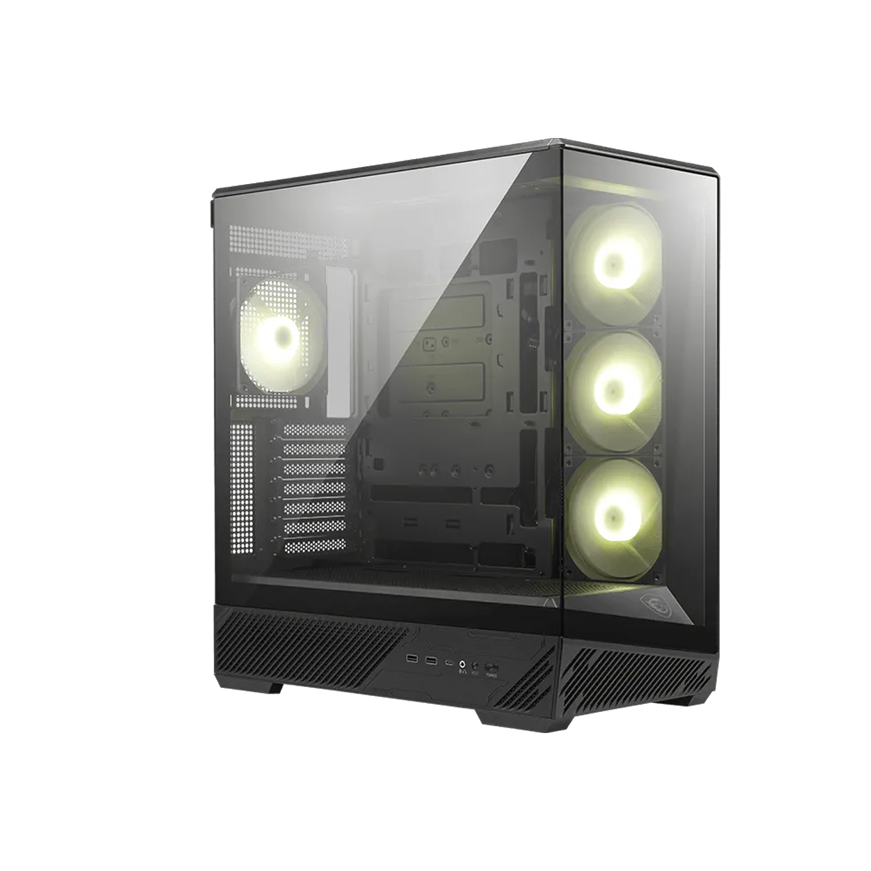 MSI MAG PANO 130R PZ Siyah Panoramik Temperli Cam 4x120mm ARGB Fanlı Micro-ATX Oyuncu Kasası