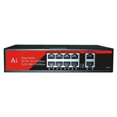EZCOOL EZ-08PSF 8 Port 8x10/100Mbps Fast Ethernet + 2x10/100/1000Mbps Gigabit Uplink Port 120W IEEE 802.3af/at PoE Switch