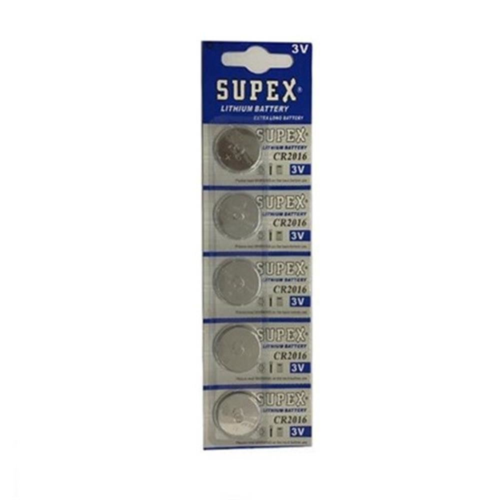 Supex CR2016 3V Lityum Düğme Pil 5'li Blister Paket