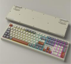 Everest KM-78 Rena Krem-Gri-Kahve Bluetooth + 2.4GHz Kablosuz RGB Aydınlatmalı Sessiz Klavye Mouse Set