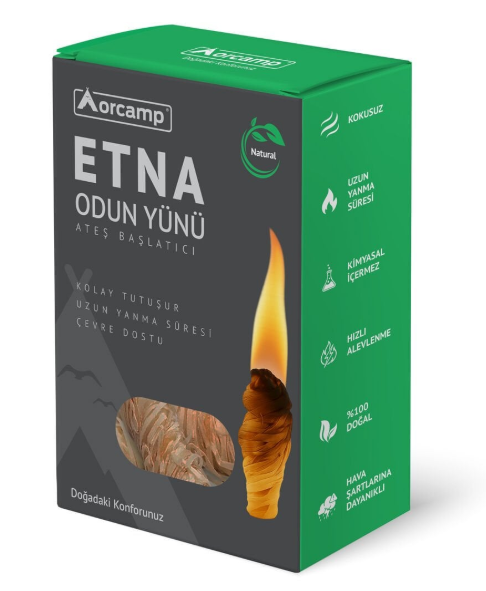 Orcamp Etna Odun Yünü OUT-4900 Doğal Kamp Ateş Başlatıcı Odun Yünü Yüksek Tutuşma Performanslı Kamp Ocak ve Mangal Yakıcı Pratik Ateş Yardımcısı Outdoor Survival Ekipmanı