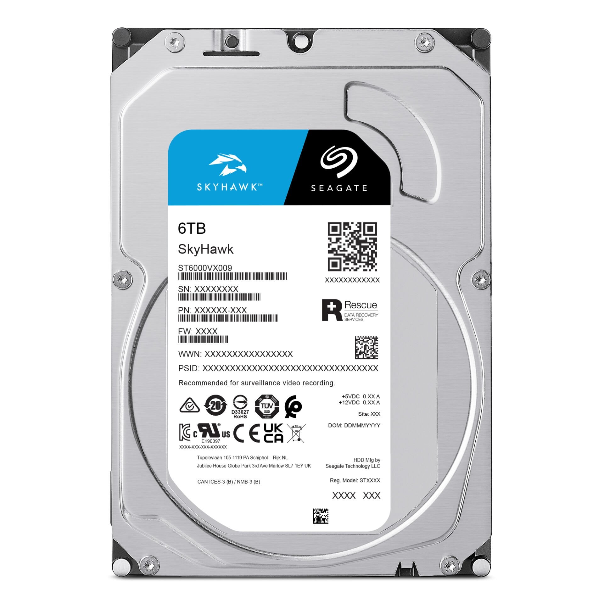 Seagate SkyHawk 6TB 3.5'' 256MB Cache 5400RPM SATA3 Güvenlik Diski (ST6000VX001)