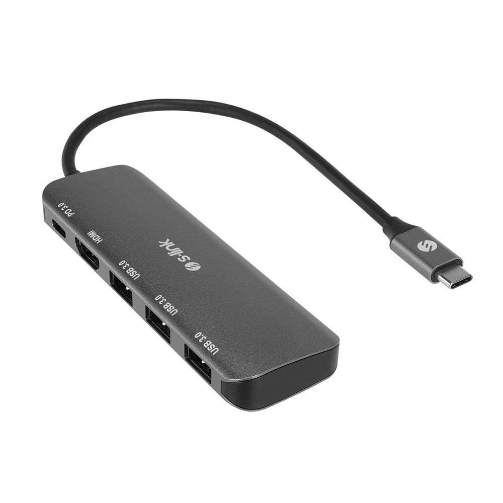 S-link SW-U518 Gri Metal USB 3.0 Çoklu Adaptör (3xUSB3.0 + 1xType-C PD + 1x4K HDMI)