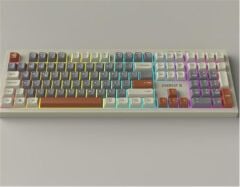 Everest KM-77 Runa Gri-Krem-Kahve Usb Rainbow Aydınlatmalı Sessiz Q Klavye + Mouse Set