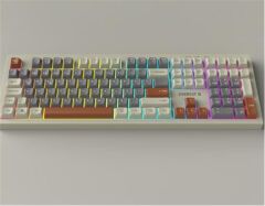 Everest KM-77 Runa Gri-Krem-Kahve Usb Rainbow Aydınlatmalı Sessiz Q Klavye + Mouse Set