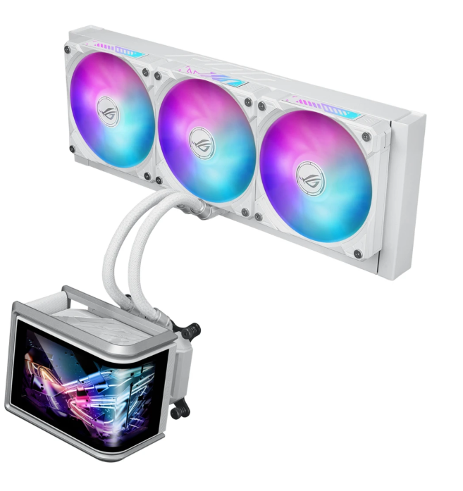 ASUS ROG RYUO IV 360 ARGB White 360mm AIO Sıvı Soğutma Intel AMD Uyumlu 3x120mm Fan OLED Ekranlı CPU Cooler ROG Ryuo IV