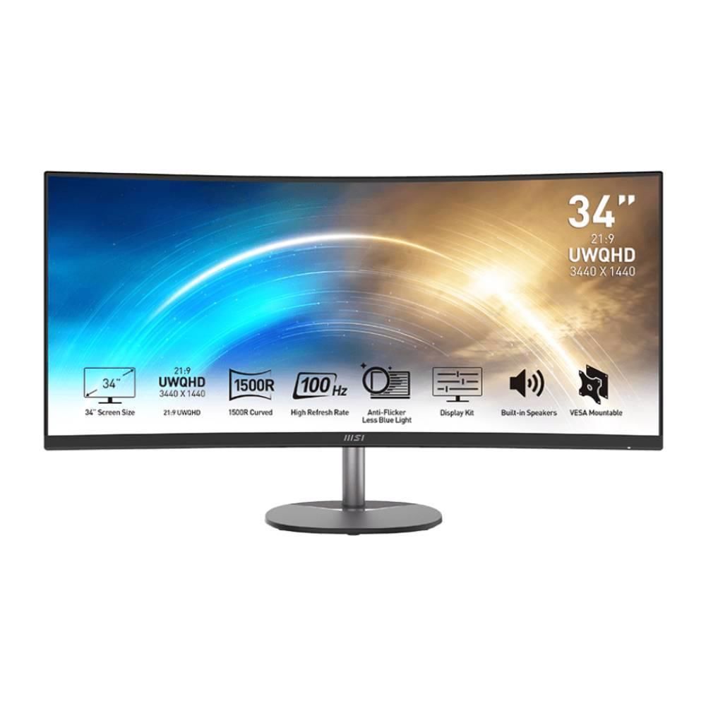 MSI 34'' PRO MP341CQ 100Hz 1ms HDMI DP Anti-glare UWQHD VA Curved 1500R FreeSync Business Monitör