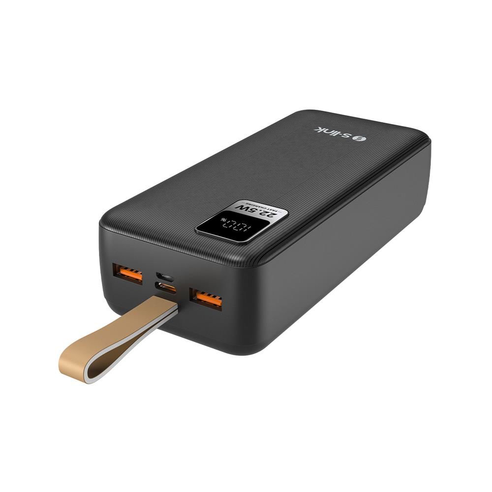 S-link G330 30000mAh 18W Micro+Type-C+USB Giriş/Çıkışlı Siyah LCD Ekranlı Taşınabilir Şarj Cihazı Powerbank