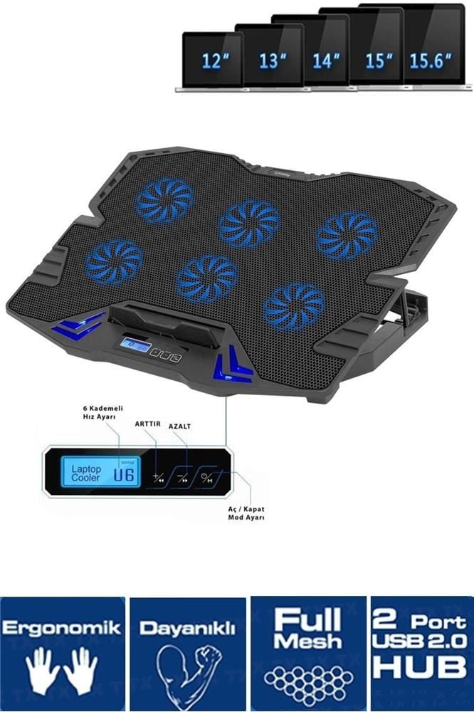 Frisby FNC-5235ST GS6 6 Fanlı LCD Kontrollü Notebook Soğutucu & Stand