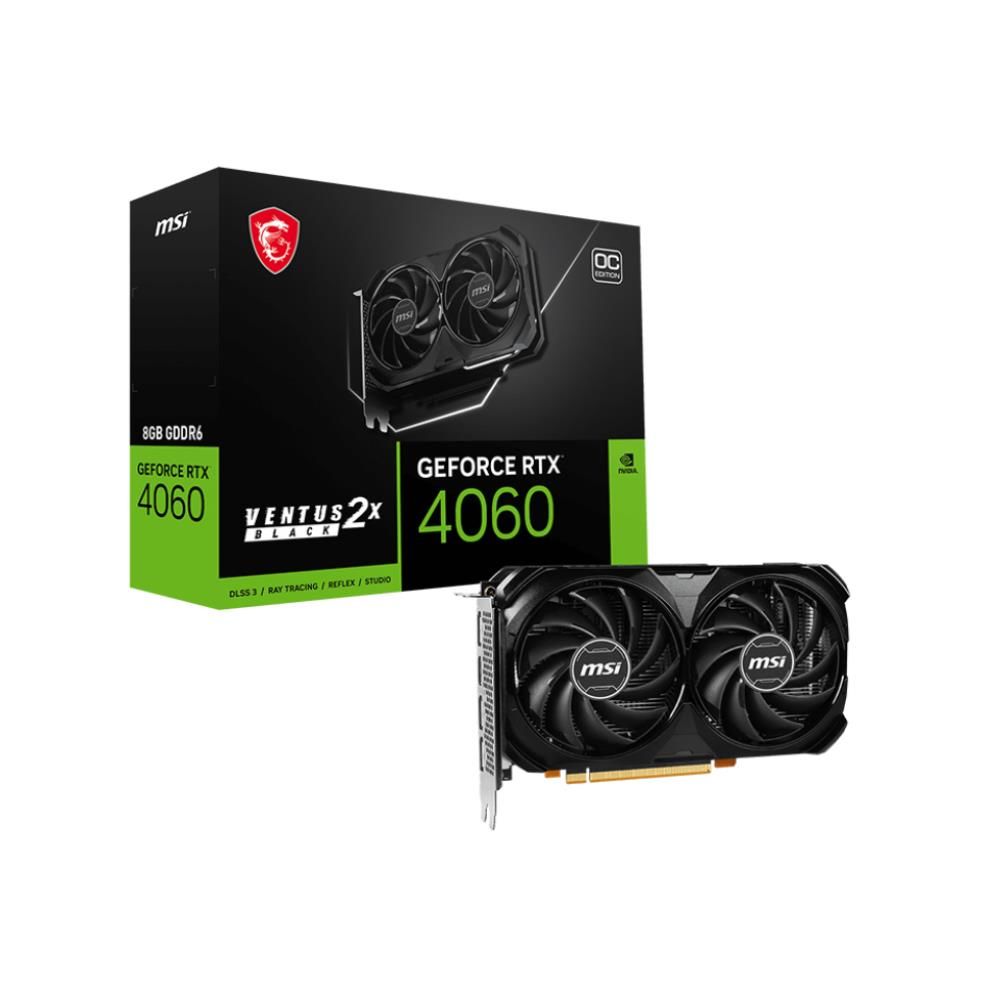 MSI GeForce RTX4060 VENTUS 2X BLACK 8GB OC GDDR6 DLSS 3 128 Bit Ekran Kartı