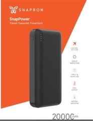 Snapron SNP-3002 20.000 mAh Hızlı Şarj Özellikli Siyah Powerbank (USB Kablo Dahil)