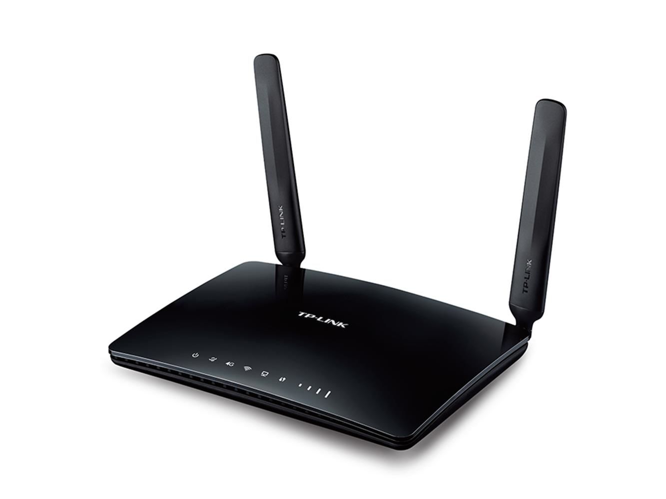 TP-LINK Archer MR200 4G LTE Dual Bant AC750 Wi‑Fi Router – Nano SIM Kartlı, 150 Mbps LTE Cat4 Modem, 2.4 GHz 300 Mbps & 5 GHz 433 Mbps, 4× RJ45 LAN/WAN, Parental Control & Guest Ağ, Siyah