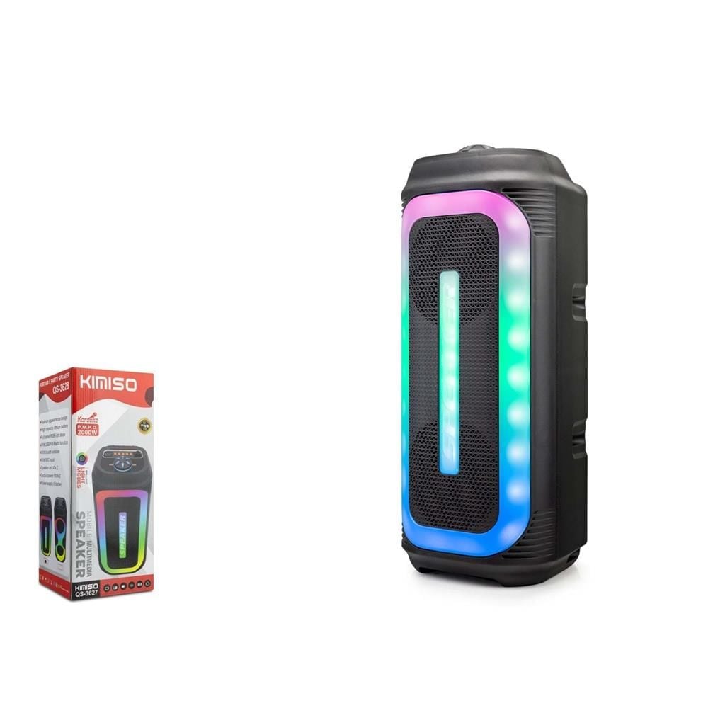 Kimiso QS3627 Bluetooth Speaker RGB (BT, USB, FM, MIC girişi, TWS, Düğmeli)