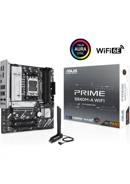 ASUS PRIME B840M-A WIFI AM5 DDR5 7600 2xDP HDMI 3xM2 6E+BT mATX