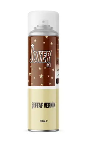 Joker 200ml Şeffaf Vernik Ahşap ve Yüzey Koruyucu Parlak Vernik Sprey/Metal-Ahşap Koruma Lake Vernik Kaplama