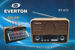Everton RT-673 Solar Şarjlı Nostaljik Radyo Bluetooth FM/USB/TF/AUX