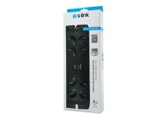 S-link SPG3081 2m 2xUSB=2.4a 3G1.5mm2 900 Joule 8li Akım Korumalı Siyah Priz