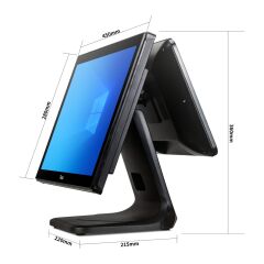 Tiwox TP-7610D Intel Core i7 10. Nesil 8GB RAM 128GB SATA SSD 18.5 inç Ana Ekran + 13.2 inç İkinci Müşteri Ekranlı Dokunmatik Endüstriyel POS PC Terminali