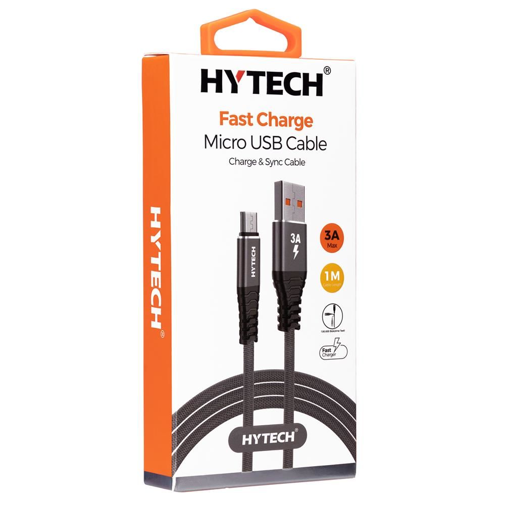 Hytech HY-X210 3A Micro USB Hızlı Şarj ve Veri Kablosu 1m - Gri