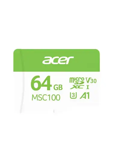 Acer MSC100 64GB microSD U3 V30 A1 Aksiyon Kamera & Güvenlik Kamerası Uyumlu