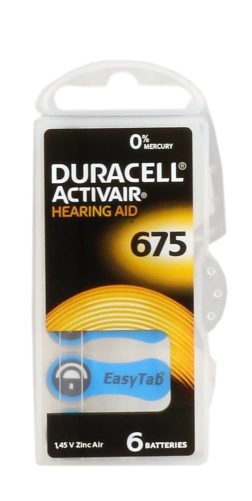 Duracell Activair No: 675 Mavi Renk Kodlu İşitme Cihazı Pili - 6'lı Paket