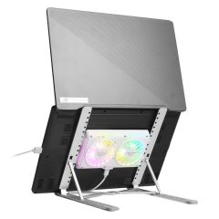 TX ACNBPS02 Tx8x Yükseklik Ayarlı Çift RGB Fanlı Alüminyum Katlanabilir 11''-15,6'' İnç Notebook Soğutucu