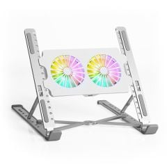 TX ACNBPS02 Tx8x Yükseklik Ayarlı Çift RGB Fanlı Alüminyum Katlanabilir 11''-15,6'' İnç Notebook Soğutucu