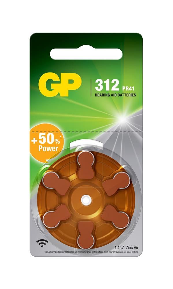 GP ZA312 1.4V Çinko Hava (Zinc-Air) İşitme Cihazı Pili - 6'lı Paket
