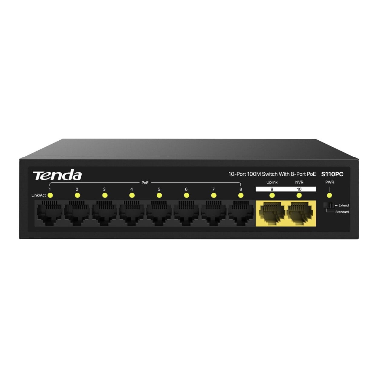 Tenda S110PC 8x10/100Mbps PoE+ Ethernet Port + 2x Uplink 10/100Mbps Layer 2 Fast Ethernet Switch