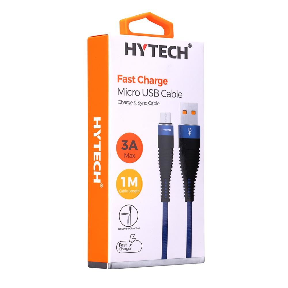 Hytech HY-X225 3A Micro USB 1m Lacivert Data ve Şarj Kablosu