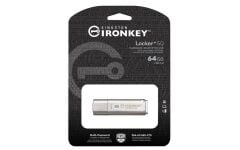 Kingston IronKey Locker+ 50 64GB USB 3.2 Gen 1 AES 256-bit Donanım Şifrelemeli FIPS 197 Güvenli Flash Bellek