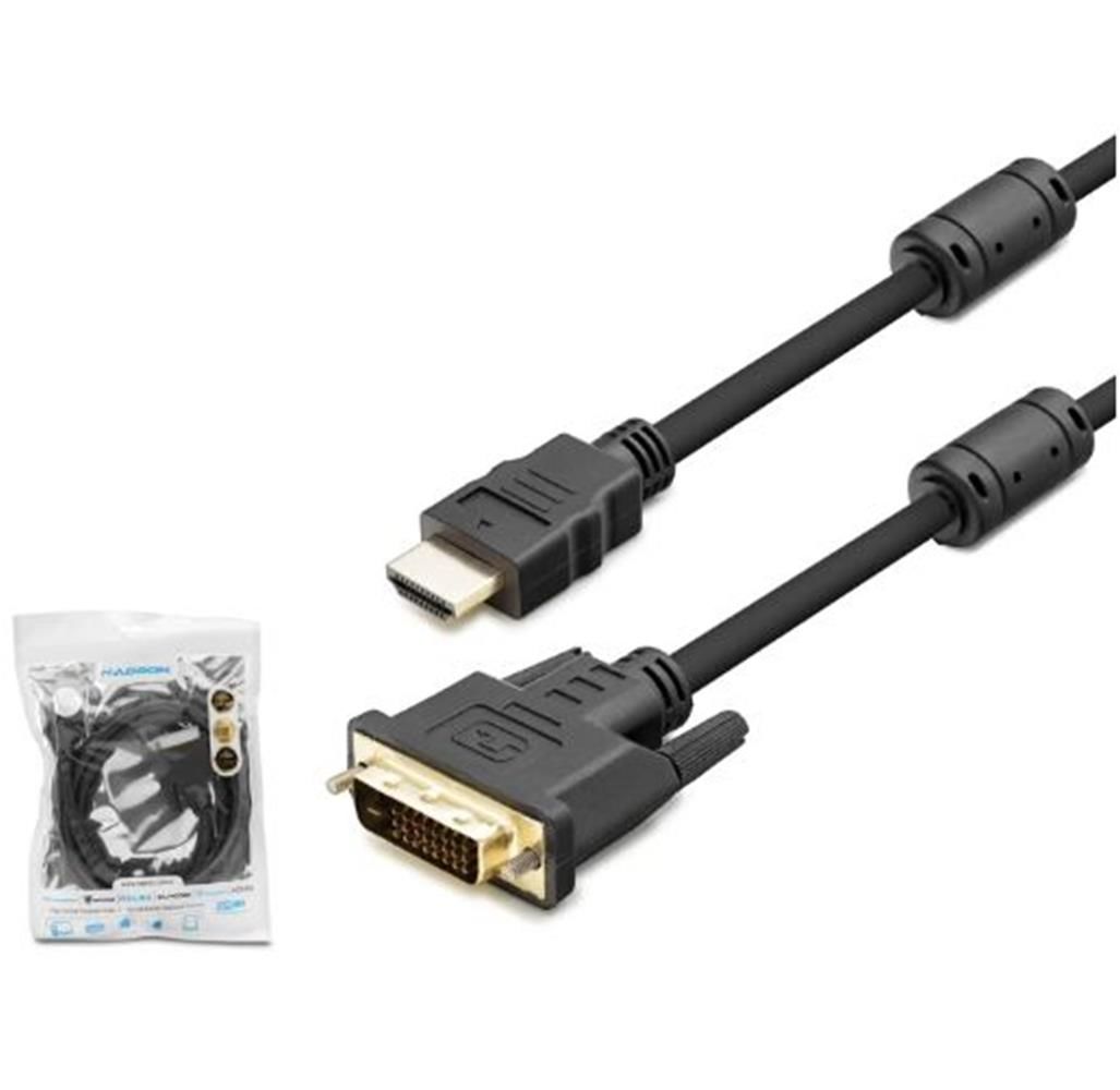 Hadron HDX7752 DVI (M) to HDMI (M) Kablo 24+1 PVC 1.8 Metre Siyah