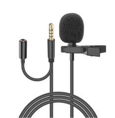 Snopy SN-MTK25 3.5mm Jack Girişli Youtuber ve Yayıncı Yaka Mikrofonu - Kulaklık Çıkışlı Siyah