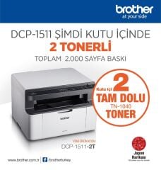 Brother DCP‑1511 2 Tam Dolum Orijinal Tonerli Monochrome Çok Fonksiyonlu Lazer Yazıcı (Yazıcı‑Tarayıcı‑Fotokopi)