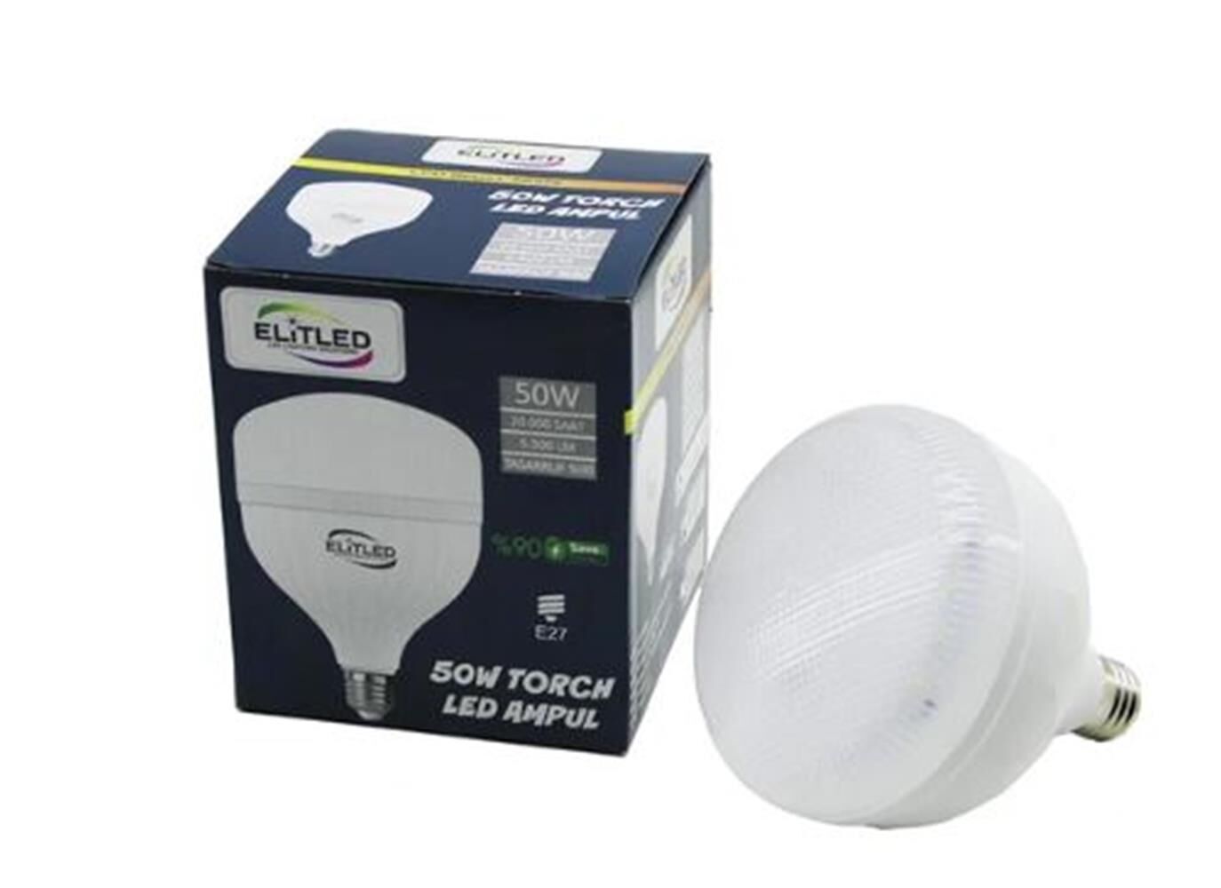 Elitled 50W Yüksek Güçlü LED Torch Ampul E27 Duy Beyaz Işık (6500K)