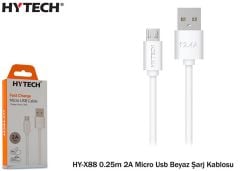 Hytech HY-X88 2A Micro USB 0.25m Beyaz Şarj ve Data Kablosu