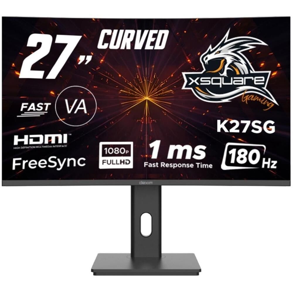 Dexim DMT008 K27SG 27'' Curved Full HD 1920x1080 180Hz 1ms VA Fast Gaming Pivot Monitör HDMI + DisplayPort FreeSync Adaptive Sync