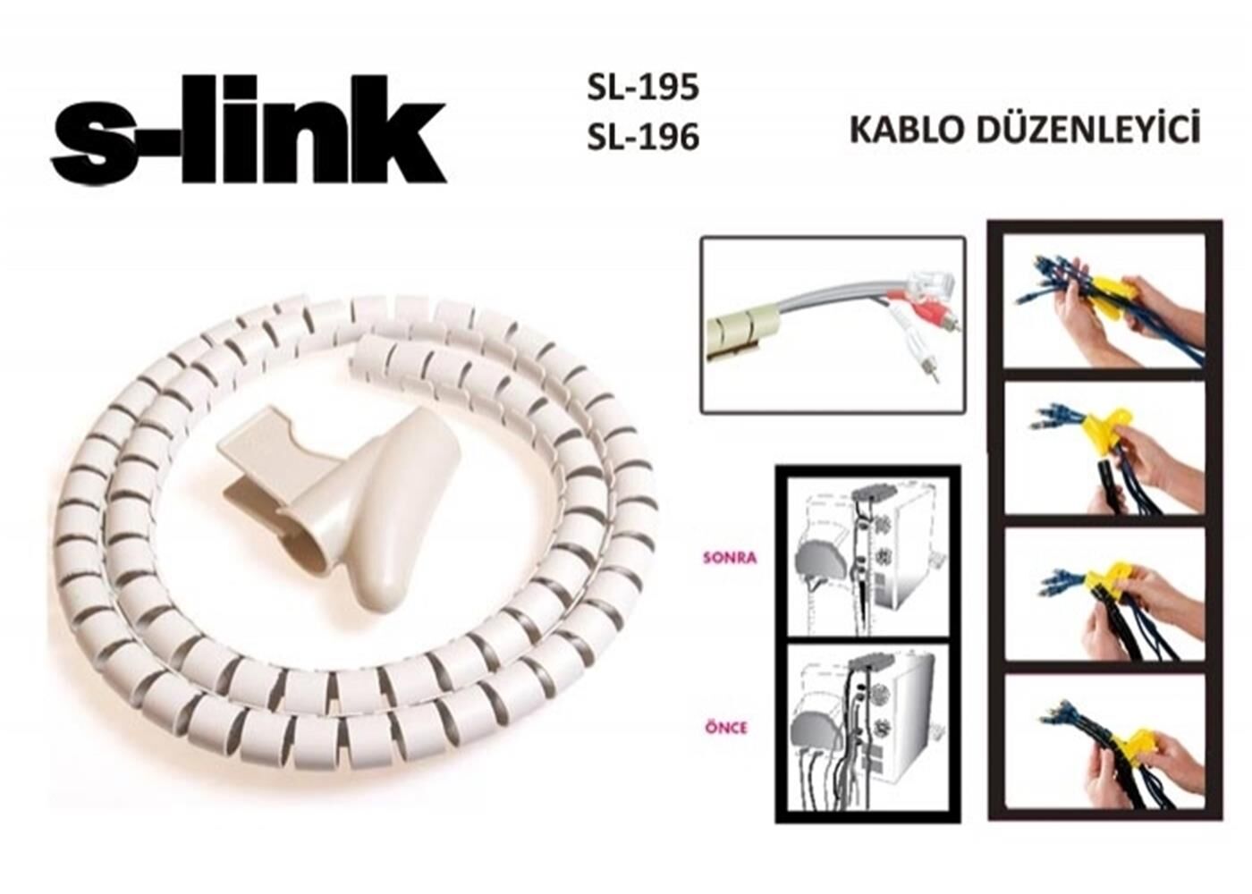 S-link SL-195 22mm x 20mt Gri Spiral Kablo Toplayıcı Hortum