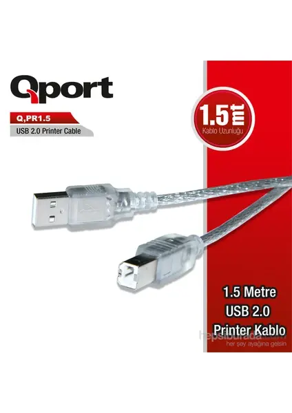 QPORT 1.5M USB2.0 PRINTER KABLOSU (Q-PR1.5)