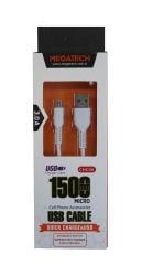 Megatech CHC06 2.1A Micro USB 1.5m Beyaz Şarj ve Data Kablosu